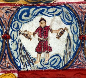 Zeichen des Wassermanns. Italienisches Horoskop, Mitte des 15. Jahrhunderts