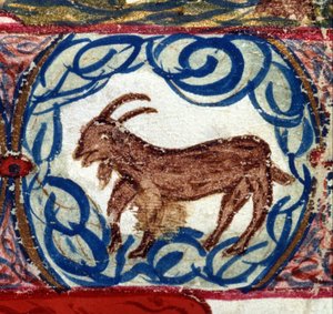 Steinbockzeichen. Italienisches Horoskop, Mitte des 15. Jahrhunderts.