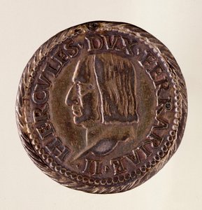 Silbermünze (Testone) aus Ferrara: Herrschaft von Herzog Ercole I d