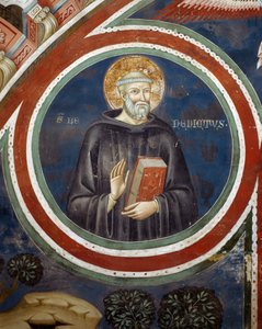 St. Benedikt, Fresko des Zweiten Mitarbeiters von Consolo oder Magister Consolus, Unterkirche des Klosters der Heiligen Höhle, Subiaco, Italien von Italian School