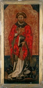 St. Philipp tritt auf einen Dämon, Gemälde auf Holz aus dem 15. Jahrhundert von Italian School