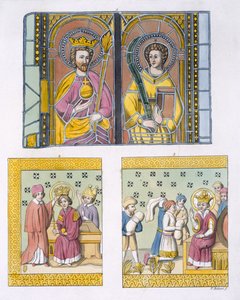 Glasmalerei-Dekoration aus der alten Kirche von Uppsala, Tafel 42 aus Le Costume Ancien et Moderne von Jules Ferrario, veröffentlicht um 1820-30 von Italian School