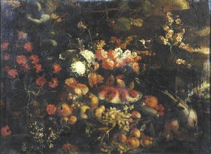 Stillleben mit Früchten und Putti