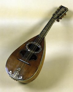 Stillleben mit neapolitanischer Mandoline, erfunden von Giuseppe Filano. Neapel 1784 von Italian School