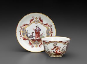 Teeschale und Untertasse, ca. 1755 (Weichporzellan)