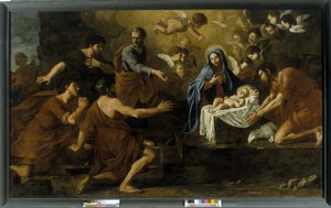 Die Anbetung der Hirten. 17. Jahrhundert von Italian School