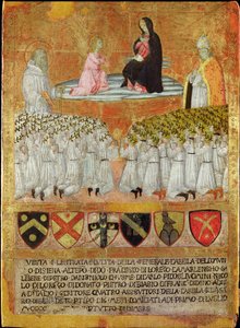 Die Verkündigung mit St. Bernhard von Clairvaux und Papst Calixtus III. (1378-1458) 1456 von Italian School