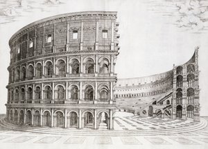 Das Kolosseum, erbaut im Jahr 80 n. Chr. von Italian School