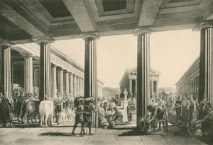 Die Börse im Dreieckigen Forum (Gravur) von Italian School