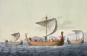 Die Flotte von Wilhelm dem Eroberer, Tafel 8 aus Die Geschichte der Nationen (Aquatinta) von Italian School