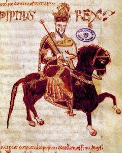 Der König der Franken Pippin der Kurze (715-768) Manuskriptseite (ms. 4) „Codex Legum Longobardorum“