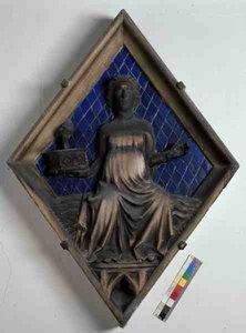 Der Mond, Reliefkachel vom Campanile von Italian School