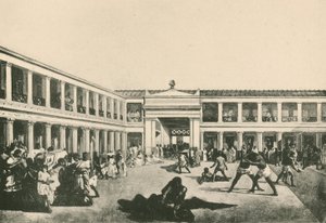 Die Stabianischen Bäder - Der Ringplatz (Gravur) von Italian School