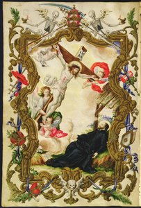 Der Tod des Religiösen, aus einer Mariegola der Laiengilde der Buona Morte, ca. 1712-14