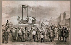 Die Hinrichtung von Felice Orsini und Pieri am 13.03.1858, die den Anschlag vom 14. Januar 1858 gegen Napoleon III. auf dem Place de la Roquette in Paris durchführten von Italian School