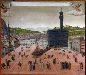 Der Scheiterhaufen von Girolamo Savonarola auf der Piazza della Signoria, Florenz 1498 von Italian School