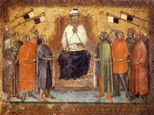 Die restaurierte Regierung hält die Bürger im Zaum. Tafel auf Holz von 1385. Nationalarchiv, Siena. von Italian School