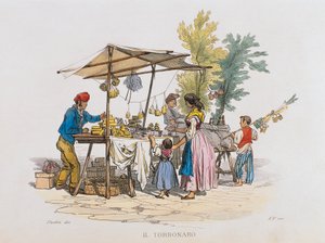 Der Torronaro (Nougatverkäufer) (Gravur) von Italian School