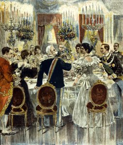 Das Hochzeitsbankett von Viktor Emanuel III. und Helene von Montenegro im Quirinalspalast, Rom. 1896