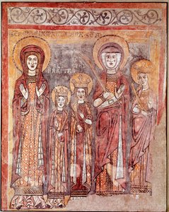 Theologische Tugenden: Glaube, Nächstenliebe und Hoffnung (Fresko, 8. Jahrhundert) von Italian School