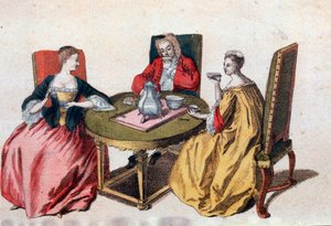 Drei venezianische Adlige genießen eine Schokolade von Italian School