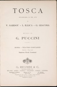 Titelseite, Libretto della Tosca, Edizione Ricordi, Italien