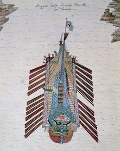 Trireme (Schiff mit drei Ruderbänken), aus dem Traktat über die Seemiliz, von Cristoforo Canal (1510-1562), Italien