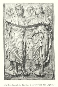 Eines der Basreliefs für die Orgeltribüne (Stich) von Italian School