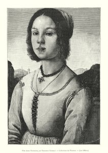 Eine junge Florentinerin, von Francesco Granacci, Sammlungen von Florenz, die Uffizien von Italian School