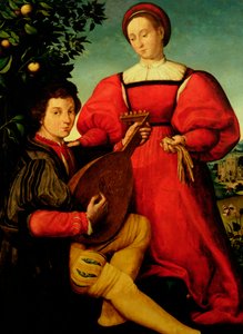 Venezianische Dame und Lautenspieler von Italian School