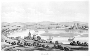 Blick auf Rochester im Jahr 1669, aus Travels of Cosimo III, Großherzog der Toskana, durch England während der Herrschaft von Charles II, englische Übersetzung, veröffentlicht 1821 von Italian School