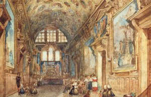 Ansicht eines Innenraums des Dogenpalastes in Venedig, um 1840