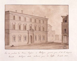 Ansicht des Palastes von Prinz Eugen in Bologna, graviert von S.A.I. nach Busatti von Italian School