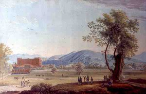 Ansicht der Villa und des Parks von Italian School