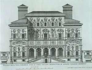 Ansicht der Fassade der Villa Borghese, Rom