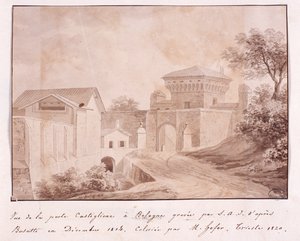 Ansicht des Tores von Castiglione in Bologna, graviert von S.A.I. nach Busatti, Dezember 1814 von Italian School