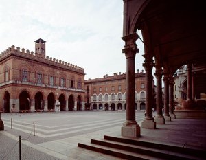 Ansicht des Hauptplatzes (Piazza del Comune) von Italian School