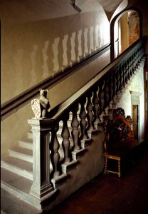Ansicht der Treppe des Rathauses (Palazzo degli Anziani) von Italian School