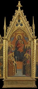 Jungfrau und Kind auf dem Thron mit acht Heiligen (Mittelteil), ca.1330-70 von Italian School