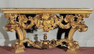 Wandtisch mit Alabasterplatte, hergestellt von einem genuesischen Künstler (18. Jahrhundert) von Italian School