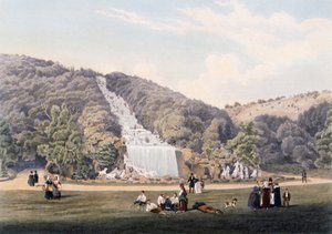 Wasserfall im Park des Königspalastes von Caserta, Italien von Italian School