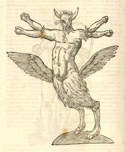 Illustration von Monstrum tetrachiron alatum capite humano aurito aus Aldrovandis Geschichte der Monster, 1642