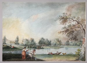 Die Teiche vor dem städtischen Anwesen von Graf Alexei Kirillovich Razumovsky in Moskau, frühe 1800er von Ivan Alexeyevich Ivanov