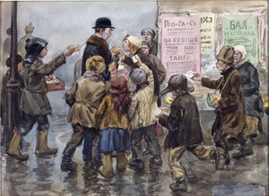 Ein Ausländer wird von Zigarettenverkäufern in Petrograd angegriffen von Ivan Alexeyevich Vladimirov von Ivan Alexeyevich Vladimirov