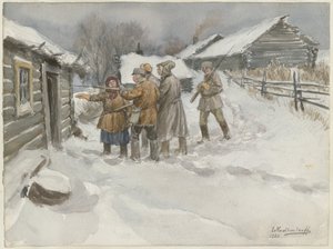 Vor Durchsuchung und Beschlagnahme aus der Aquarellserie Russische Revolution, 1920 von Ivan Alexeyevich Vladimirov