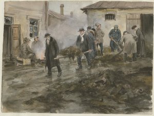 Bourgeoisie reinigt die Ställe aus der Aquarellserie Russische Revolution, 1920 von Ivan Alexeyevich Vladimirov