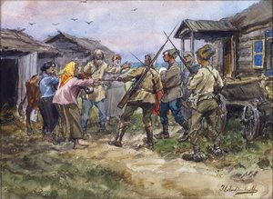Beschlagnahme von Vieh für die Rote Armee in einem Dorf in der Nähe von Luga von Ivan Alexeyevich Vladimirov