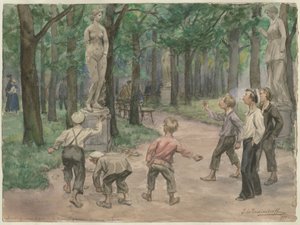 Sportwettbewerb in den Kaiserlichen Gärten: Petrograd, Juli 1921 aus der Aquarellserie R von Ivan Alexeyevich Vladimirov