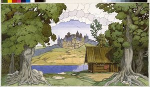 Dekor für die Oper Das Grab von Askold von Alexei Vertovski von Ivan Yakovlevich Bilibin