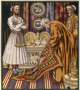Der Prinz Ali kauft einen fliegenden Teppich von Ivan Yakovlevich Bilibin